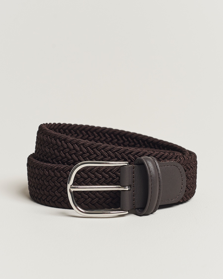 Herren | Bald auf Lager | Anderson's | Stretch Woven 3,5 cm Belt Brown