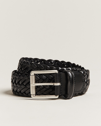 Geflochtene Gürtel |  Woven Leather 3,5 cm Belt Tanned Black