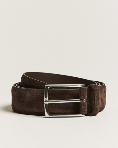 Herren | Italian Department | Anderson's | Calf Suede 3,5 cm Belt Dark Brown