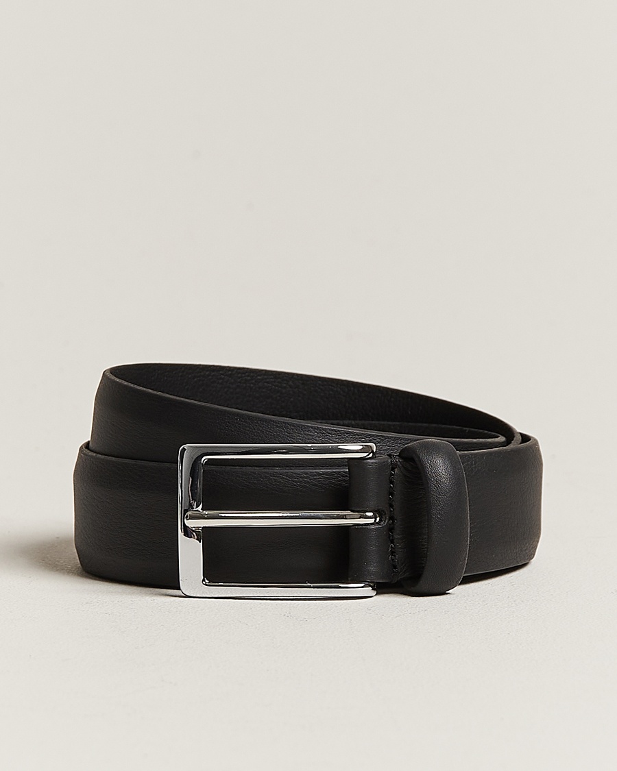 Herren | Dresscode Hochzeit | Anderson's | Double Nappa Calf 3 cm Belt Black
