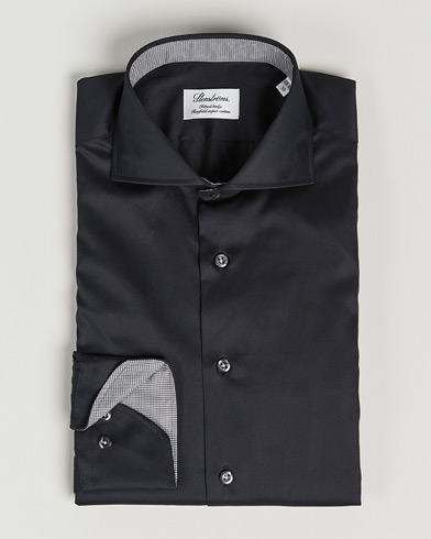 Herren | Stenströms | Stenströms | Fitted Body Contrast Shirt Black