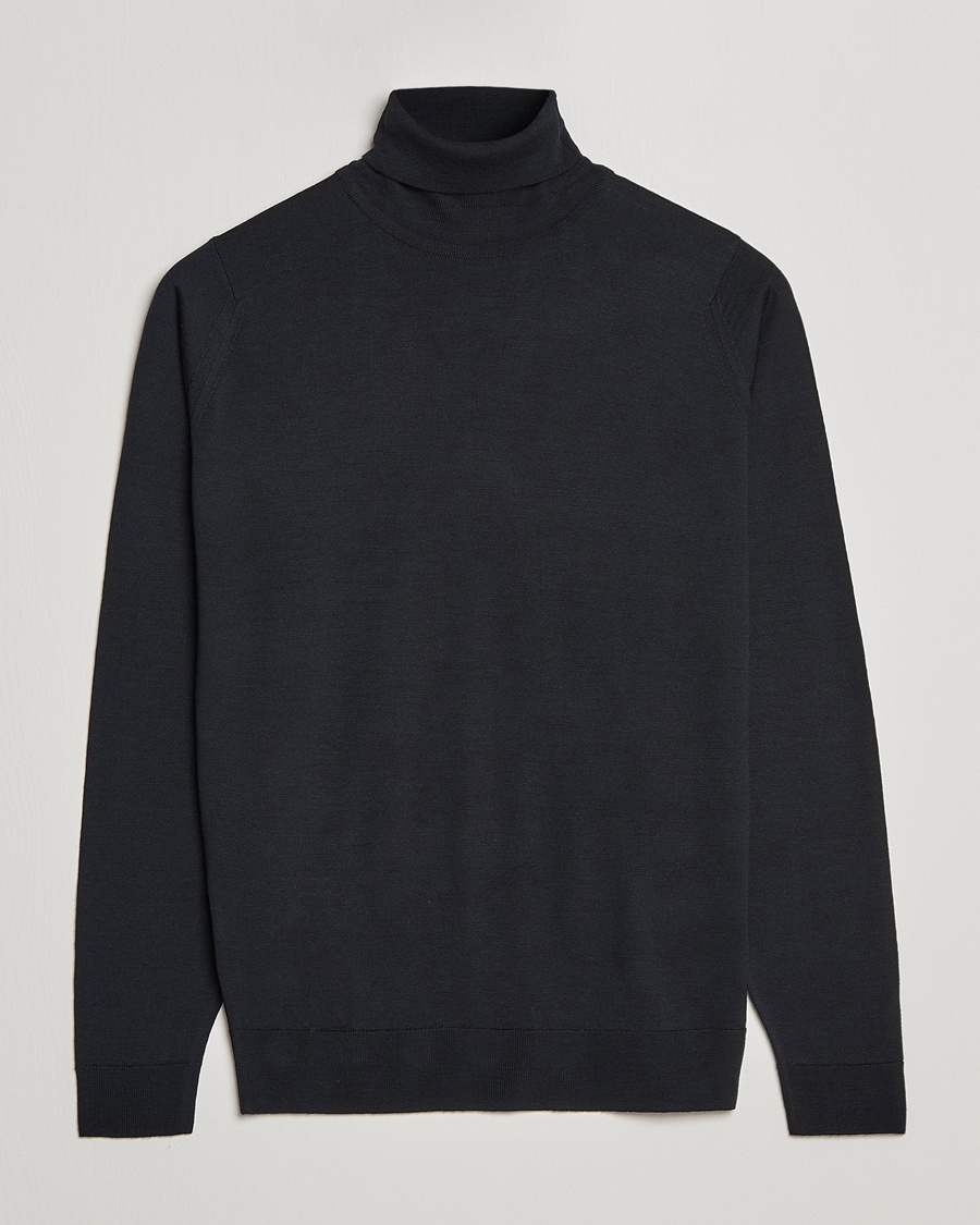 John Smedley Cherwell Extra Fine Merino Rollneck Black – Schwarz