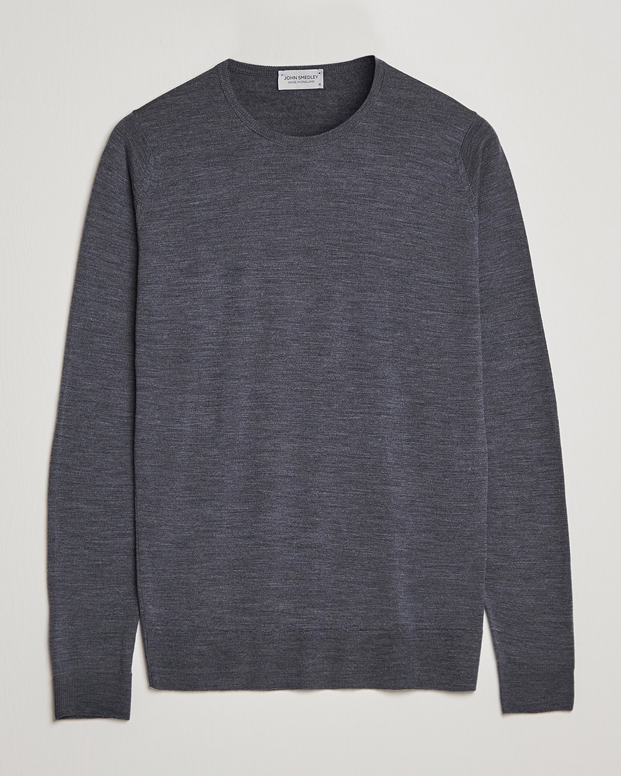 John Smedley Lundy Extra Fine Merino Crew Neck Charcoal – Grau