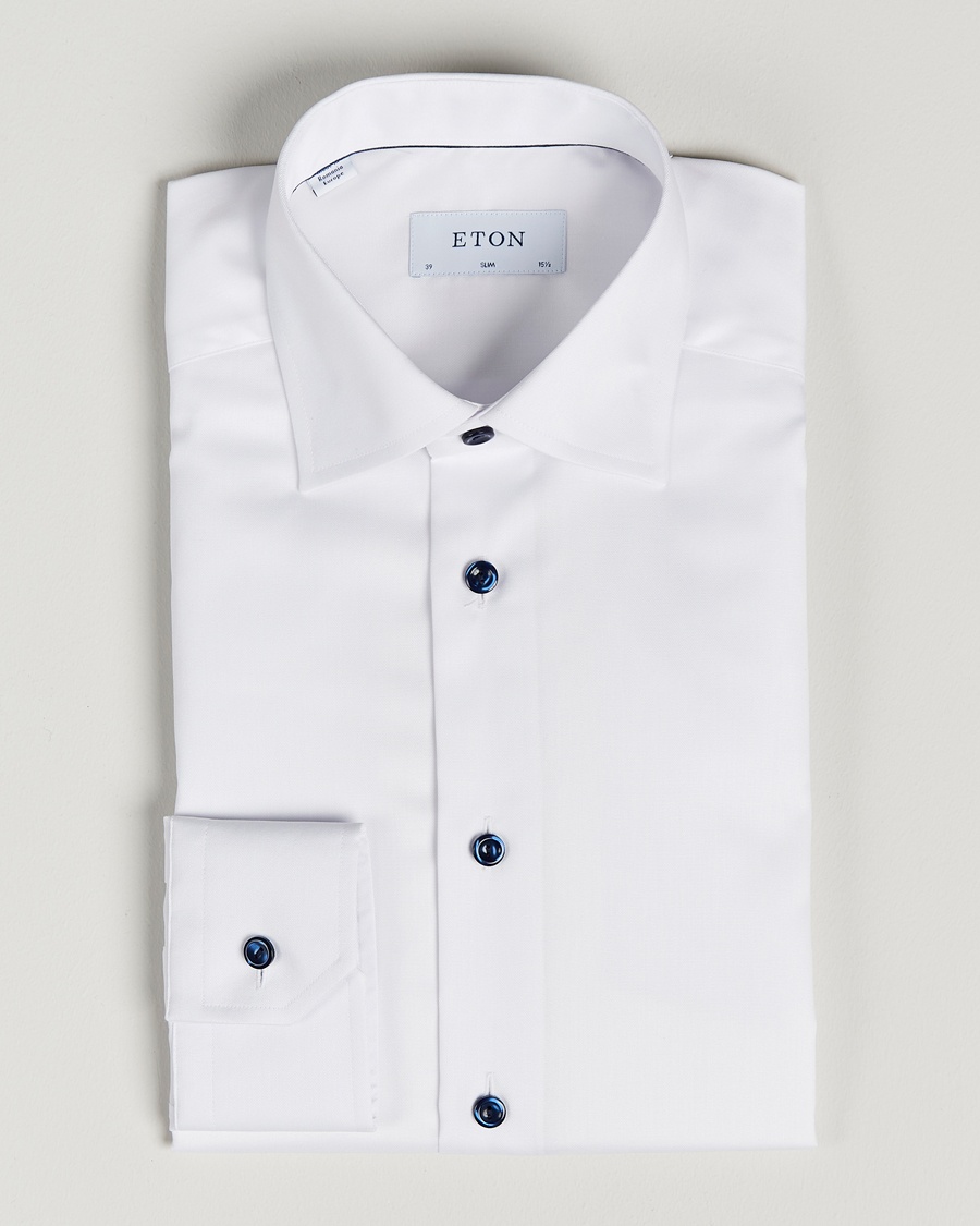 Eton Slim Fit Signature Twill Shirt White – Weiß