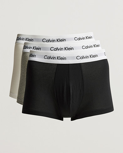 Herren | Underwear | Calvin Klein | Cotton Stretch Low Rise Trunk 3-Pack Black/White/Grey