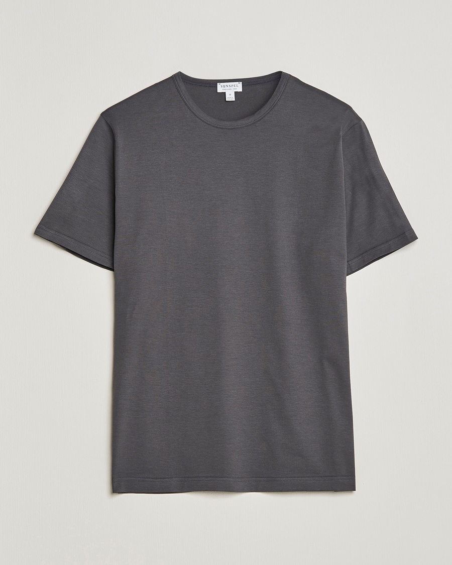 Herren | | Sunspel | Crew Neck Q82 Cotton T-Shirt Charcoal