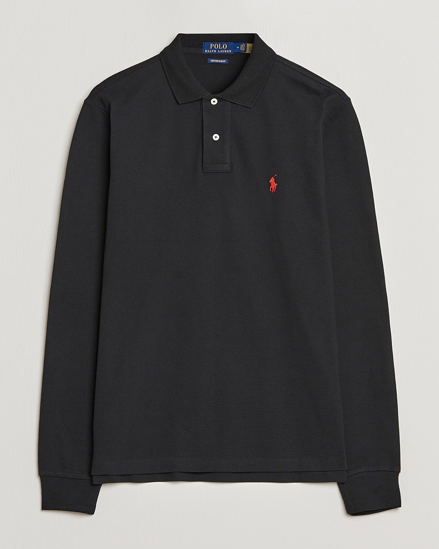 Polo Ralph Lauren Custom Slim Fit Long Sleeve Polo Polo Black – Schwarz