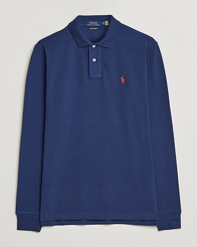 Herren | Poloshirt | Polo Ralph Lauren | Custom Slim Fit Long Sleeve Polo Newport Navy