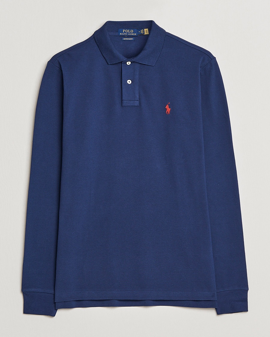 Polo Ralph Lauren Custom Slim Fit Long Sleeve Polo Newport Navy – Blau