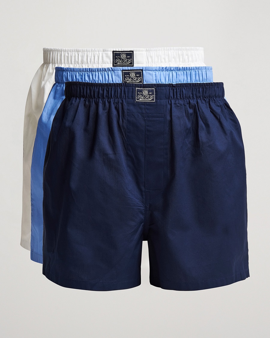 Polo Ralph Lauren 3-Pack Woven Boxer White/Blue/Navy – Blau