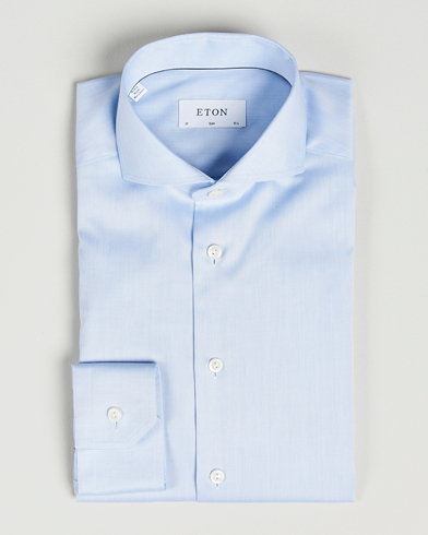 Herren | Eton | Eton | Slim Fit Twill Cut Away Shirt Light Blue