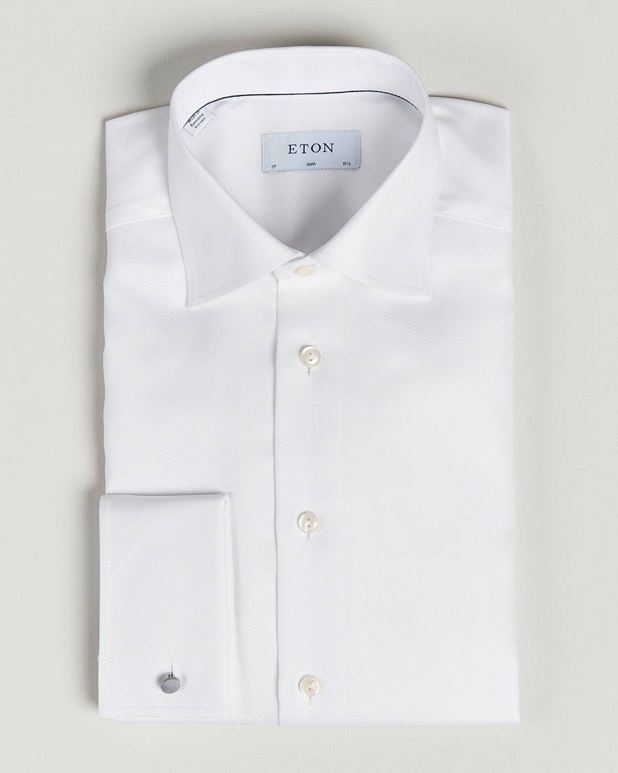 Eton Slim Fit Twill Double Cuff Shirt White – Weiß