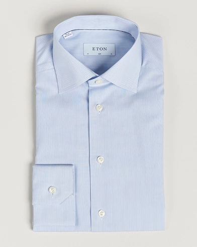 Herren | Businesshemden | Eton | Slim Fit Poplin Thin Stripe Shirt Blue/White