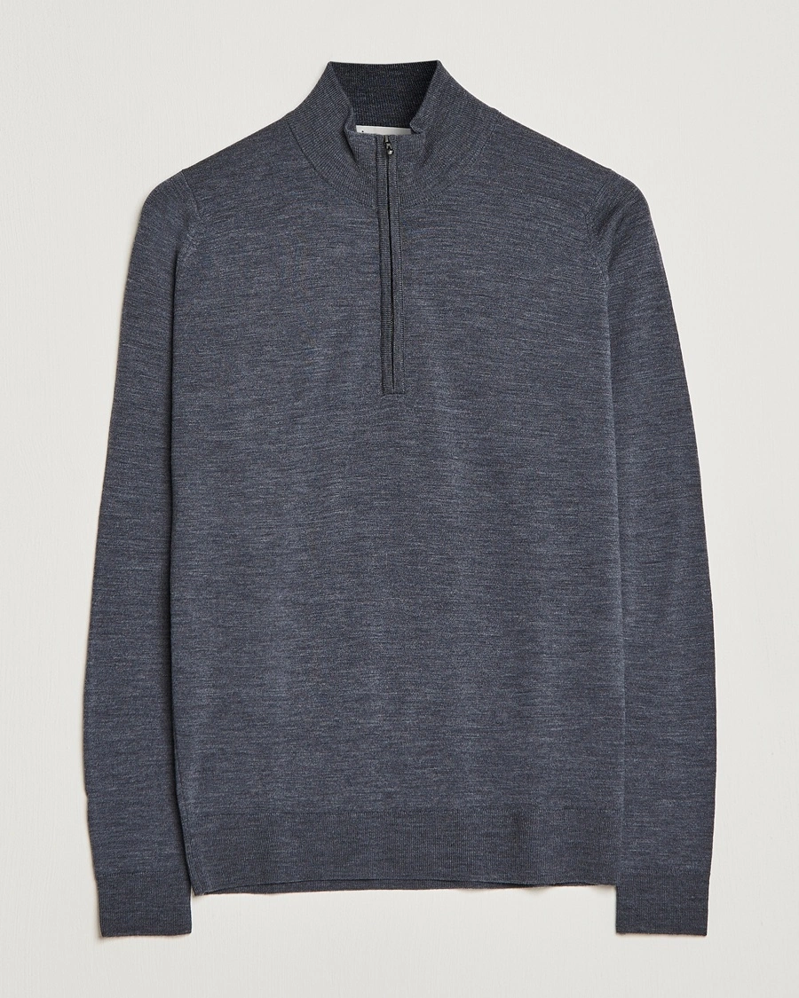 John Smedley Barrow Extra Fine Merino Half Zip Charcoal – Grau