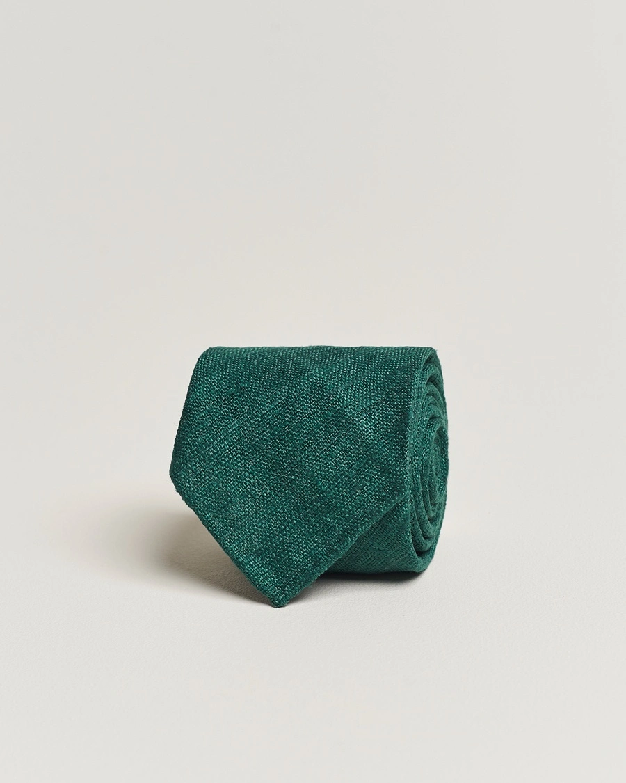 Herren | | Drake's | Silk Tussah Handrolled Tie Green