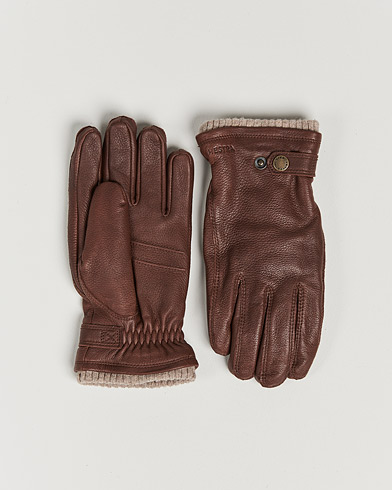 Herren | Wärmende Accessoires | Hestra | Utsjö Fleece Liner Buckle Elkskin Glove Chestnut