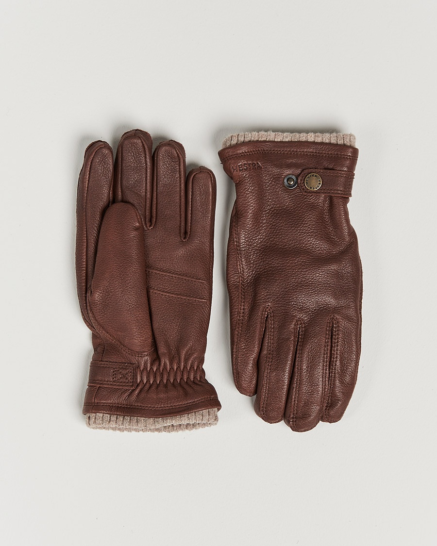 Hestra Utsjö Fleece Lined Buckle Elkskin Glove Chestnut – Braun