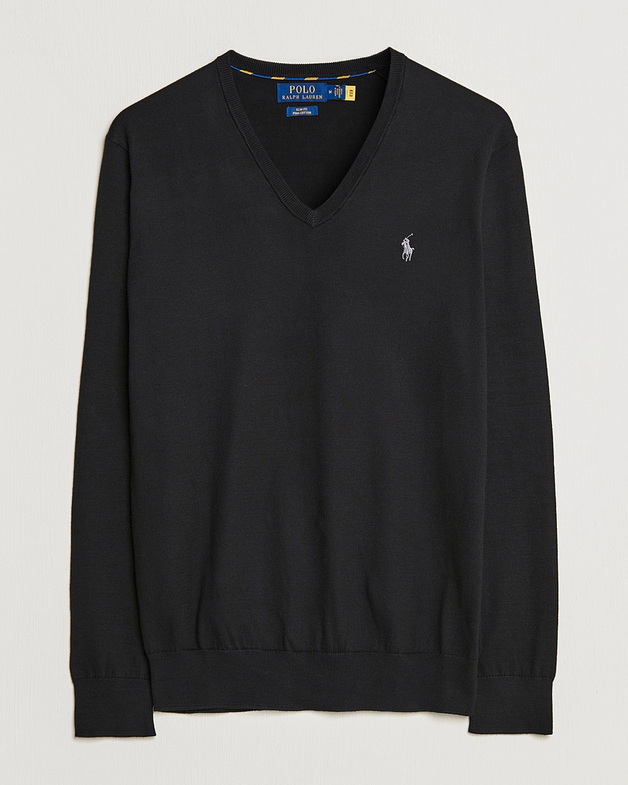 Polo Ralph Lauren Pima Cotton V neck Pullover Polo Black bei Care of Carl