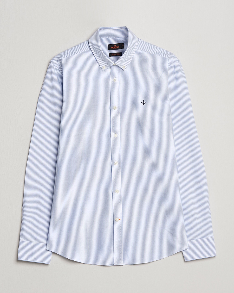 Herren | | Morris | Oxford Striped Button Down Cotton Shirt Light Blue