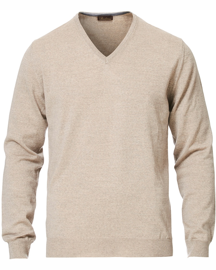 Herren | | Stenströms | Merino V- Neck Pullover Beige