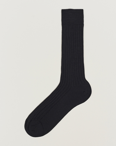 Herren | Normale Socken | Bresciani | Wool/Nylon Ribbed Short Socks Black