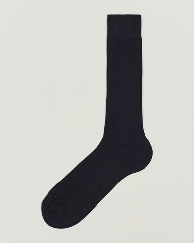 Herren | Socken aus Merinowolle | Bresciani | Wool/Nylon Ribbed Short Socks Navy