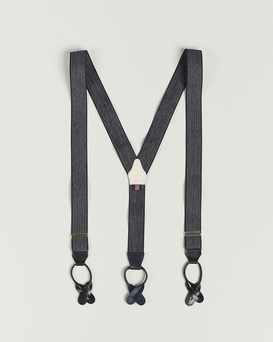 Herren | | Albert Thurston | Elastic Herringbone Braces 35mm Blue
