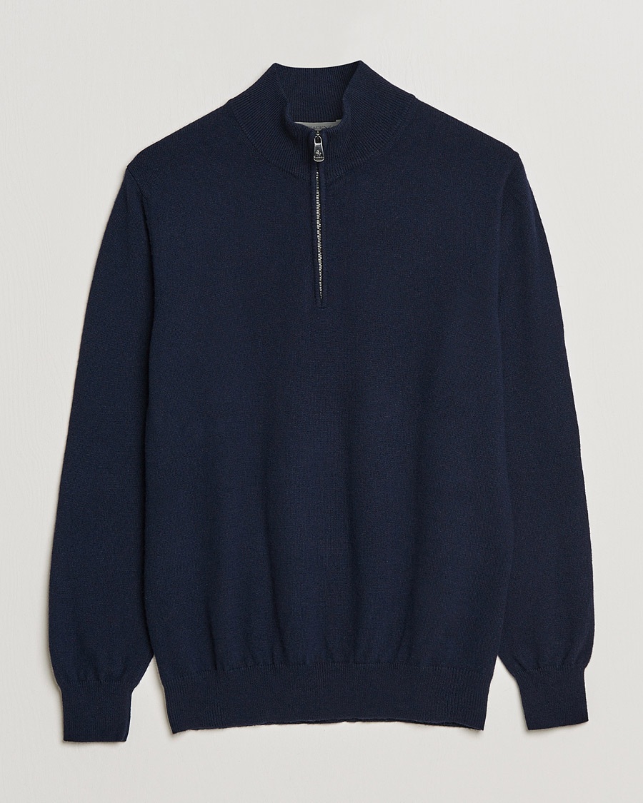 Piacenza Cashmere Cashmere Half Zip Sweater Navy – Blau