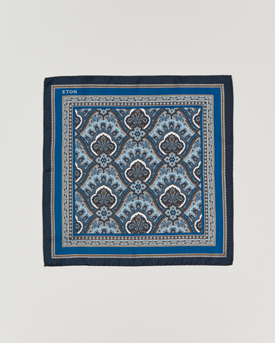Einstecktuch |  Silk Paisley Print Pocket Square Blue