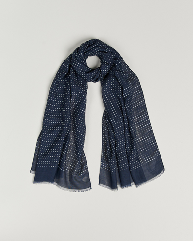 Herren | Eton | Eton | Silk Wool Polka Dot Scarf Blue