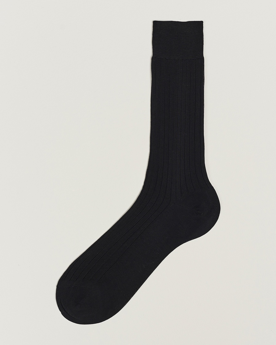 Bresciani Cotton Ribbed Short Socks Black – Schwarz