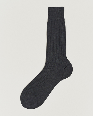 Herren |  | Bresciani | Cotton Ribbed Short Socks Grey Melange