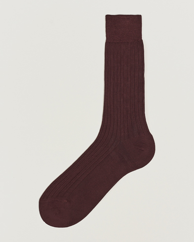 Herren | Normale Socken | Bresciani | Cotton Ribbed Short Socks Burgundy