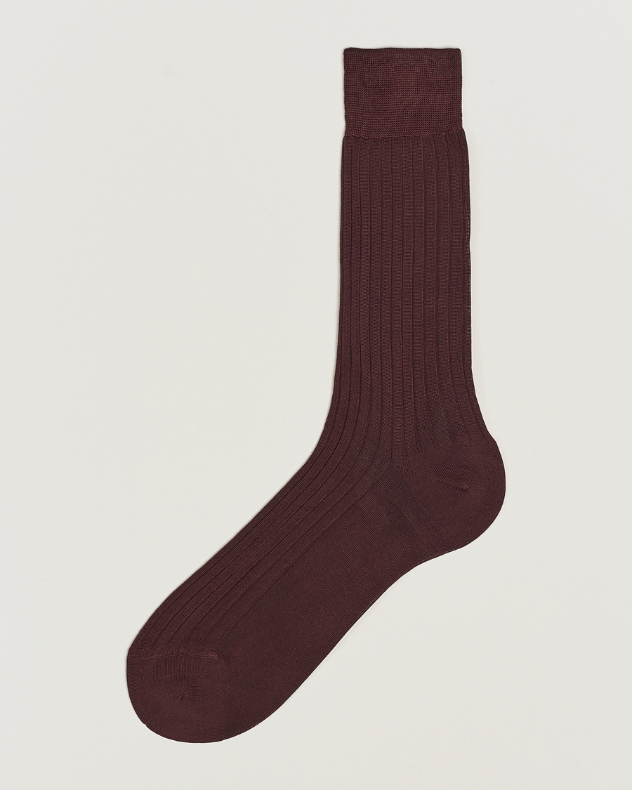 Bresciani Cotton Ribbed Short Socks Burgundy – Rot