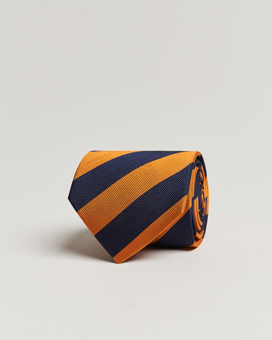 Herren | Krawatten | Amanda Christensen | Regemental Stripe Classic Tie 8 cm Orange/Navy