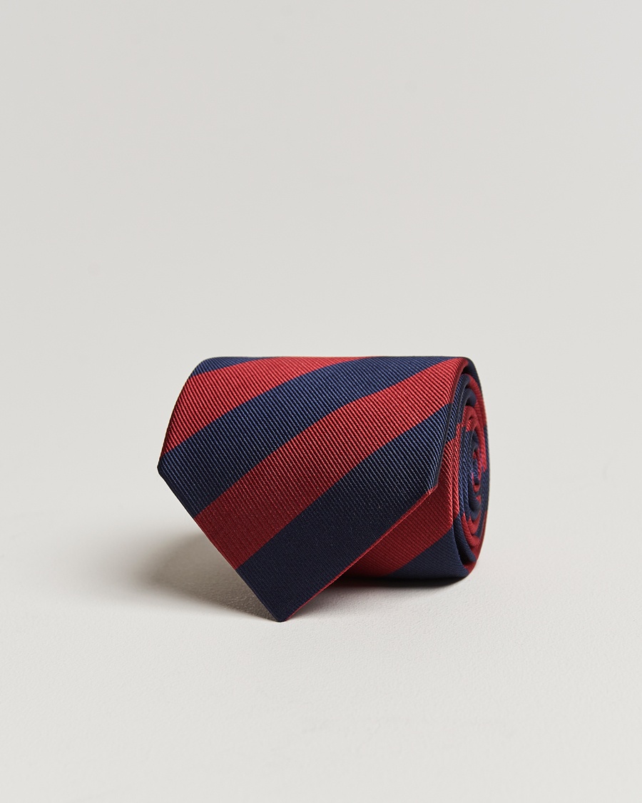 Amanda Christensen Regemental Stripe Classic Tie 8 cm Wine/Navy – Blau