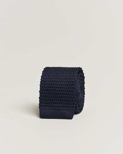 Herren |  | Amanda Christensen | Knitted Silk Tie 6 cm Navy