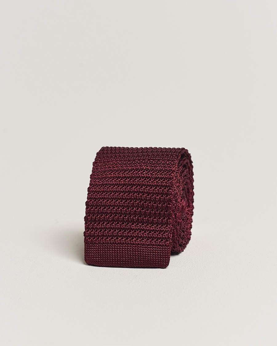 Amanda Christensen Knitted Silk Tie 6 cm Wine Red – Rot