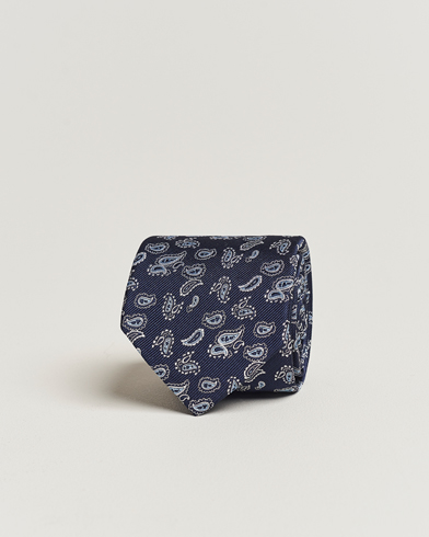 Herren | Krawatten | Amanda Christensen | Paisley Woven Silk Tie 8 cm Navy