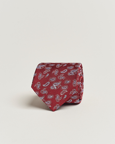 Herren | Krawatten | Amanda Christensen | Paisley Woven Silk Tie 8 cm Wine Red