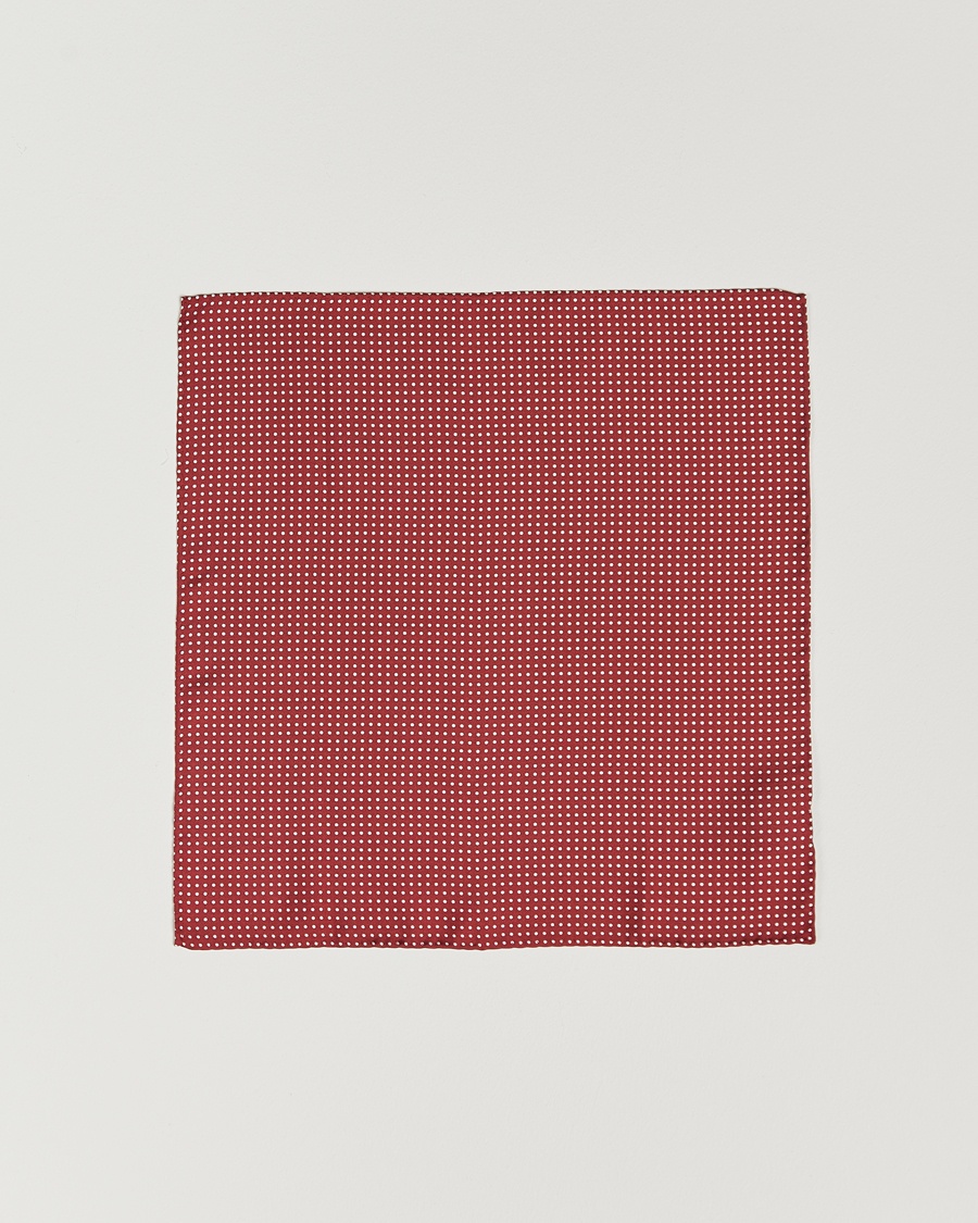 Herren | Einstecktücher | Amanda Christensen | Handkerchief Dot Silk Wine Red