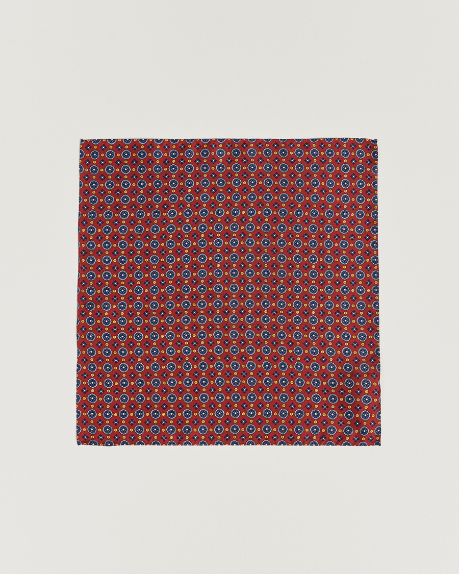 Amanda Christensen Medallion Silk Pocket Square Wine Red – Rot