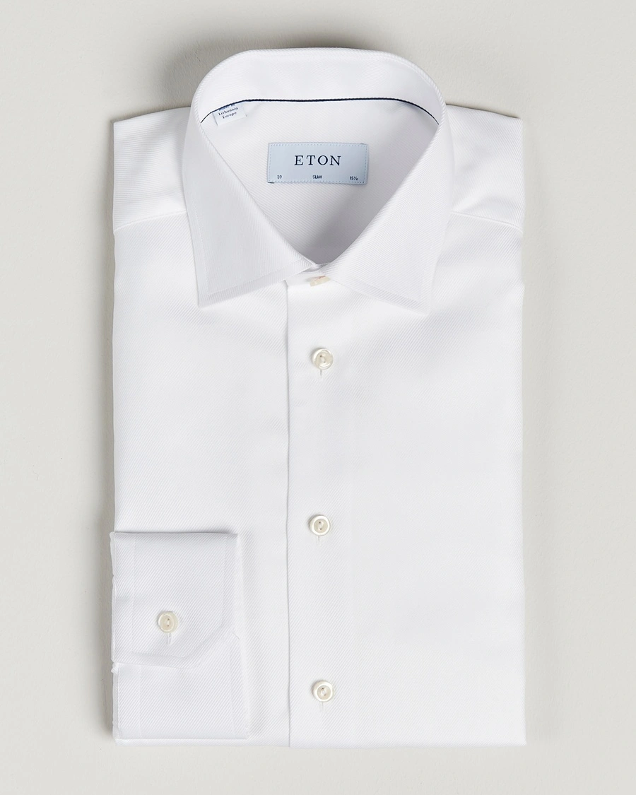 Herren | | Eton | Slim Fit Textured Twill Shirt White