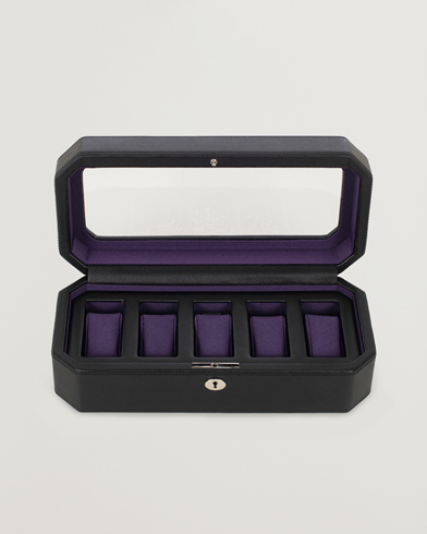 Herren | Uhren- und Schmuckkasten | WOLF | Windsor 5 Piece Watch Box Black Purple