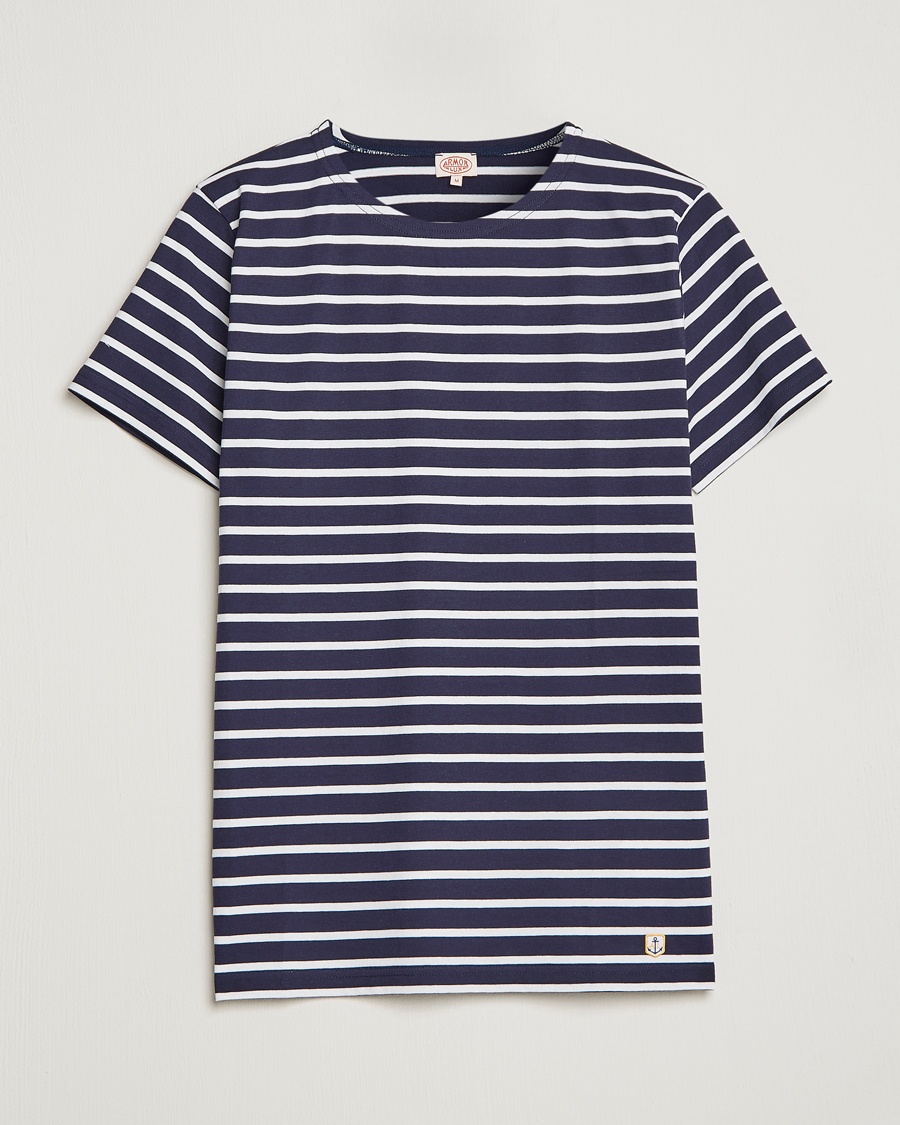 Herren | | Armor-lux | Hoëdic Boatneck Héritage Stripe T-shirt Navy/White