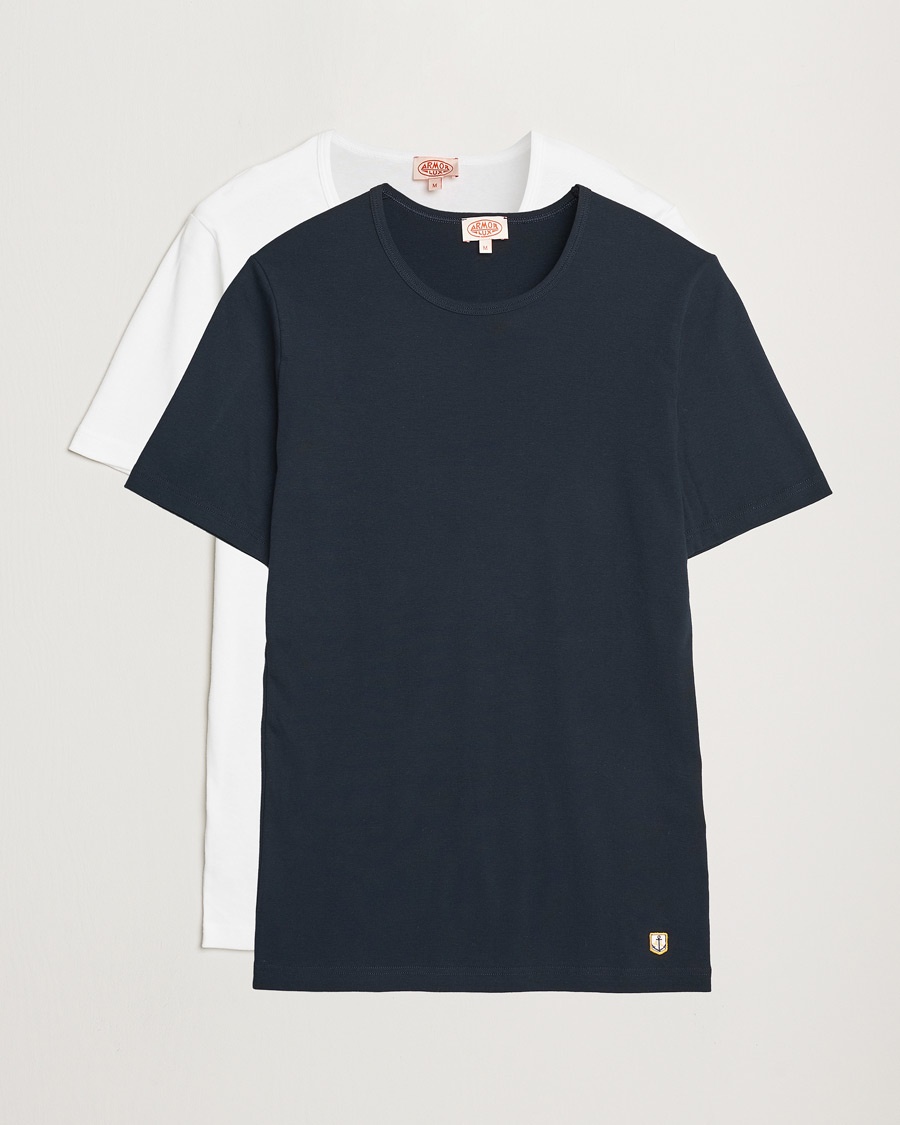 Herren | Multipack | Armor-lux | 2-Pack Crew Neck T-Shirt White/Rich Navy