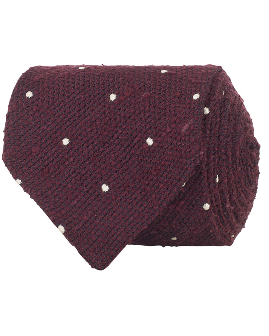  Woven Silk Grenadine Dot Tie 8 cm Wine
