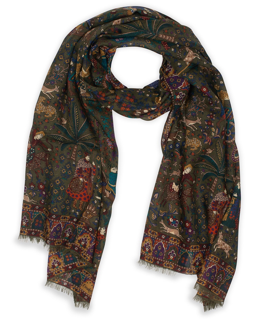  Wool/Silk Mogul Printed Scarf Green