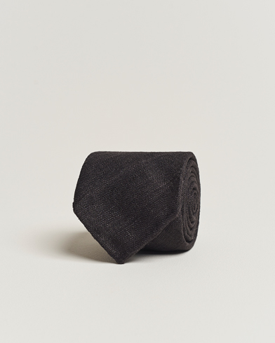 Herren |  | Drake's | Tussah Silk Handrolled 8 cm Tie Black
