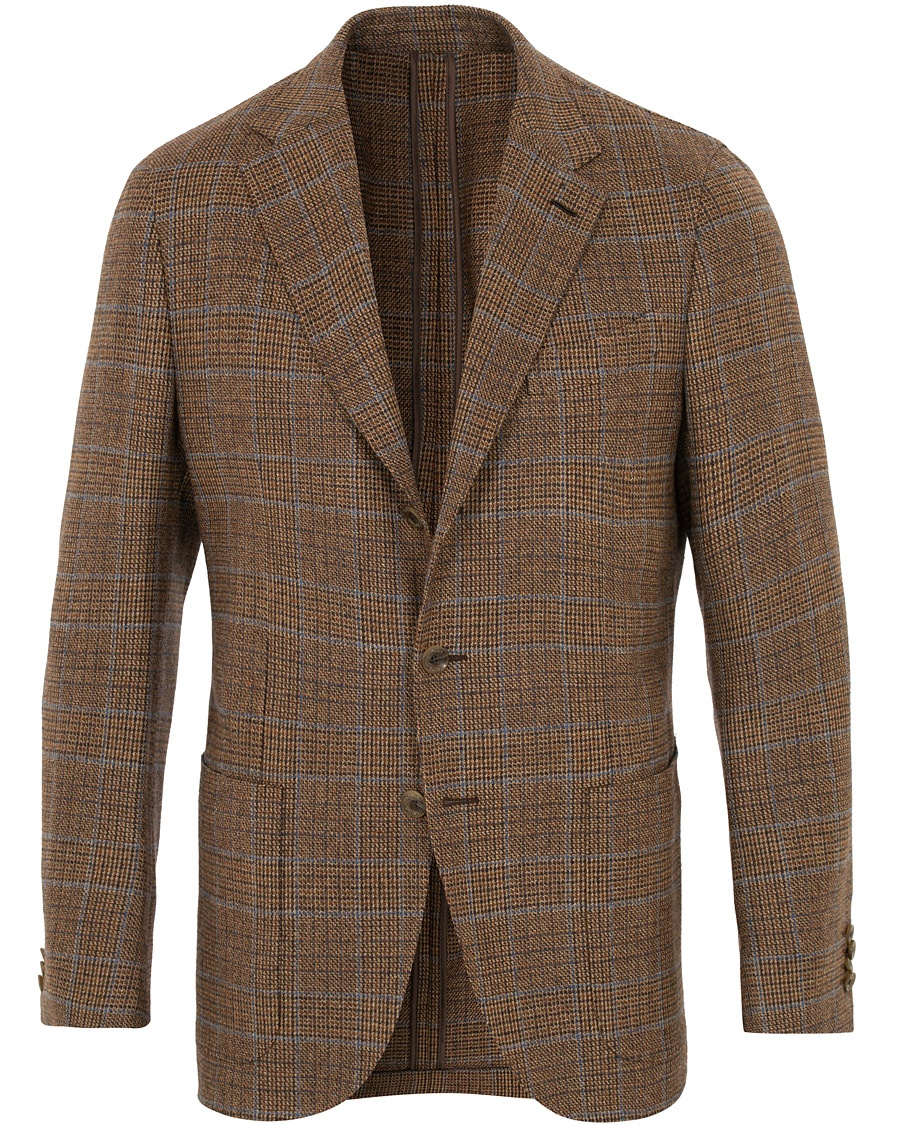 Butterfly Checked Wool Blazer Light Brown